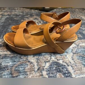 Camper Tan Leather Wedge‎ Sandals